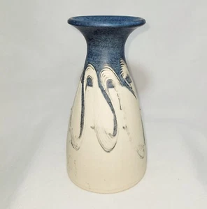 Blue Swirl Studio Art Pottery Vase Signed By Artist - Picture 1 of 15