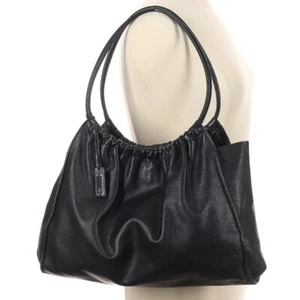 Gucci Vintage Black Leather Hobo Bag Purse w/hangtag Double handle Shoulder - Picture 1 of 16