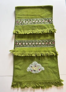 3 Vtg Kelly Green MARTEX Hand Towels All Cotton 15"x 10.5"-Appliqued Bird & Trim - Picture 1 of 10