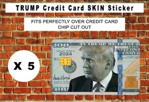 X 5 TRUMP CREDIT CARD SKIN X 5 FITS OVER CREDIT CARD WITH SMALL CHIP CUTOUT - Picture 1 of 3