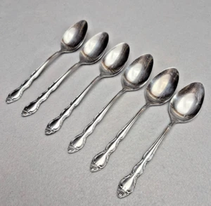 International Silver Stainless INS80 Soup Spoons Floral Pattern Korea Set of 6 - Picture 1 of 20