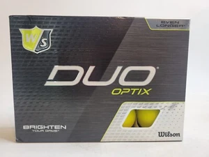 Wilson Duo Optix Matte Yellow Golf Balls 1 Dozen Box NIB Brighten Your Game - Picture 1 of 12