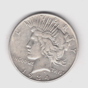 US 1934-S PEACE SILVER DOLLAR in VF Condition with Some Toning!