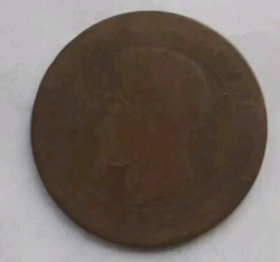 Moneda de bronce francés de centavos A Cinq de 1855 buena Napoleón - 25,1 mm 5 gramos KM #777,1 Foto 1 de 4