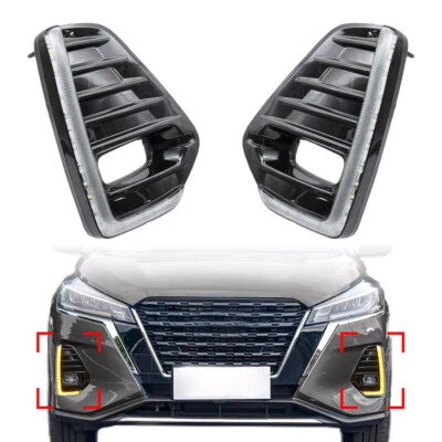 1 Pair Car Auto LED Daytime Running Light w/ Turn Signal For NISSAN KICKS 2021 - Image 1 of 4