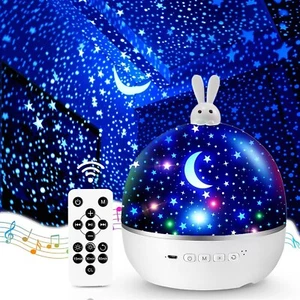 Sternenhimmel Projektor Kinder Hase Lampe Schlaf Nachtlicht Licht Weiß B382 - Bild 1 von 9