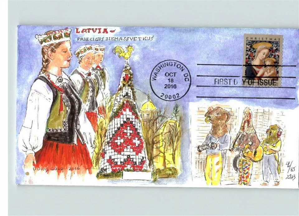 NEW! CHRISTMAS, 2016 First Day of Issue by Doris Gold + Enclosure, theme of Trad - Image 1 of 1