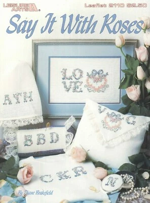 Say It With Roses Alphabet Cross Stitch Patterns 1991 Leisure Arts 2110 Monogram - Image 1 of 3