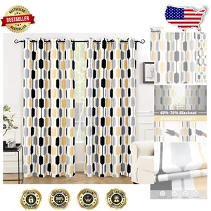 Mid-Century Geometric Pattern Blackout Curtains - Soft Thermal Insulated Drapes - Picture 1 of 12