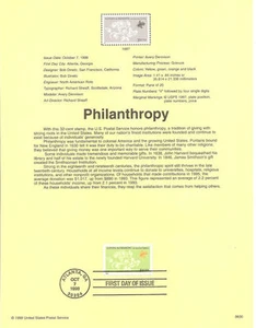 #9830 32c Philanthropy Stamp #3243 Souvenir Page - Picture 1 of 1
