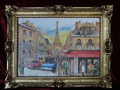 BILDERRAHMEN BILD MIT RAHMEN ANTIK BAROCK ROKOKO EIFELTURM PARIS EMILIO 90x70 cm - Bild 1 von 4