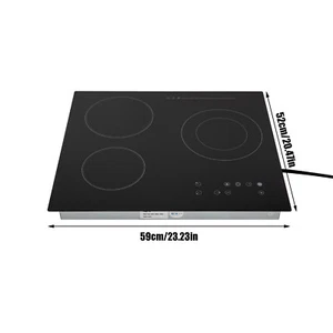 24" 3-Flammen Einbau Elektro Kochfeld Ceranherd Top Touch Timing 110V 2600W - Bild 1 von 13