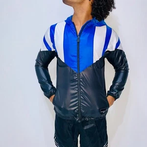 Chaqueta cortavientos Adidas Originals súper rara Cal Surf azul brillante YL para hombre pequeña - Imagen 1 de 10