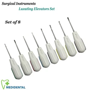 8-PCs Dental Luxating Root Elevators Plastic Handle Surgical Tooth Extracting CE - Picture 1 of 9
