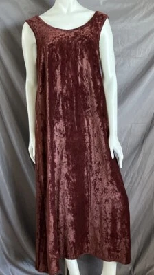 Vintage ‘90s CP Shades Velvet Burgundy Brown Maxi Dress Sz M Lagenlook Excellent - Image 1 of 4