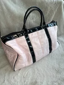 Baby Pink Duffle Bag Travel Gym Purse Faux Patent Leather Shabby Chic Glenda - Picture 1 of 24