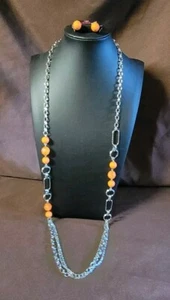 Paparazzi Popular Opinion Orange Necklace And Earrings - Picture 1 of 5