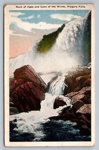 Cataratas del Niágara NY Roca de las Edades y la Cueva de los Vientos Antigua Postal Vista década de 1910 - Imagen 1 de 3