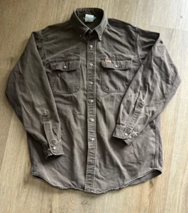 Vintage Carhartt Shirt Men's L Brown Button-Down - Picture 1 of 9