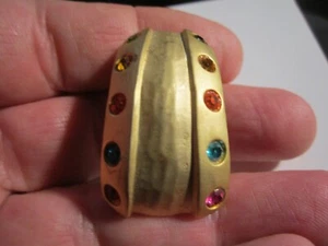 VINTAGE EINZELNER OHRRING MIT KRISTALLEN SCHWER GOLDFARBEN ABSTRAKT 1 1/2" LANG - AG-1 - Bild 1 von 5