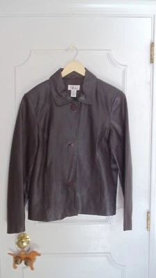 Chaqueta de cuero marrón oscuro STYLE & CO. COLLECTION de segunda mano talla L. Foto 1 de 4