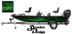 Entangled Green Thin Pinstripe Lines Fish Bass Boat Black Decal Wrap USA Vinyl - Picture 1 of 1