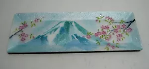 Vintage Cloisonné Enamel On Coper Sushi Plate Tray Trinket Mt Fuji Blossoms - Picture 1 of 4