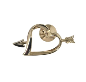 Avon Open Heart & Arrow Lapel Pin Gold Color - Picture 1 of 4
