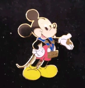WDW Vintage Walt Disney Metal Enamel Pin Mickey Mouse 1.5'' Wearing Medal - Picture 1 of 3