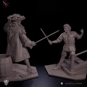 Figura impresa en 3D Peter Pan vs Capitán Garfio, escena de fantasía clásica, sin pintar - Imagen 1 de 4
