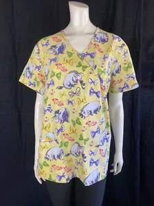 Disney Eeyore Oh, Bow is me! Scrub Shirt, Women's Size Large - Picture 1 of 8