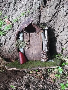 Natural Fairy Door Real Bark Moss And Twigs Rocks Gnomes Whimsical Garden Decor  - Picture 1 of 4