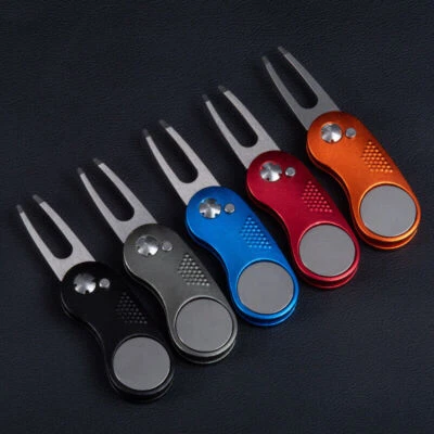 Golf Golfer Pitch Divot Repair Switchblade Tool Ball Marker Groove Cleaner - Image 1 of 4