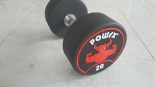 1x POWRX Kurzhantel Hantel Fitness 1x 20 kg Chrom Gummiert Logo Neu.