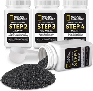 NATIONAL GEOGRAPHIC Rock Tumbler Grit and Polish Refill Kit - Tumbling Grit Medi - Picture 1 of 7