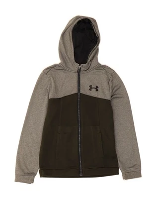 UNDER ARMOUR Boys Zip Hoodie Sweater 11-12 Years Large  Grey Colourblock BJ09 - Image 1 of 3