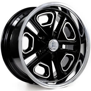 18x8 Resto R102 Del Ray Gloss Black Milled Diamond Cut Lip Wheel 5x4.75 (1mm) - Picture 1 of 5