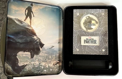 2018 TUVALU MARVEL BLACK PANTHER COLORIZED PROOF $1 1 OZ. COIN W/STAND & BOX - Image 1 of 4
