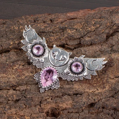 Подарок жене кулон ювелирные изделия серебро 925 пробы морганит драгоценный камень ручной работы - Изображение 1 из 3