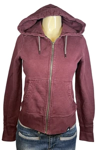 Felpa con cappuccio American Giant donna XS bordeaux full zip coulisse made USA - Foto 1 di 12