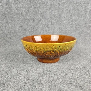 Haeger Pottery EE. UU. 402 Marrón Verde Repujado Floral Scroll Bowl 7.5"x3" De Colección - Imagen 1 de 8