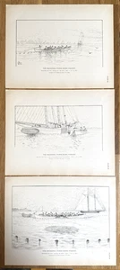 3 antike Drucke 1887 Makrelen Geldbörse - Seine Fischerei Auszahlung, Verfolgung, Kaution - Bild 1 von 24