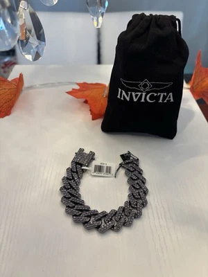Invicta Pulseira Masculina Iced Out Cuban Link – Pedras Roxas – NOVA com Etiqueta e Bolsa - Imagem 1 de 3