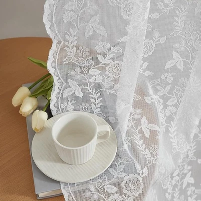 Cortinas Cortas de Encaje 36 Pulgadas de Largo para Ventana Pequeña, Diseño Floral Hoja Rústica... Foto 1 de 4