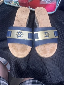 Michael Kors Warren Damen-Sandalen Keilabsatz Kork Plateau Pantoletten Leder Größe 7,5 - Bild 1 von 5