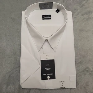 Van Heusen Shirt Mens XXXXL 20 White Poplin Tall fit Wrinkle Free Stretch Blend - Picture 1 of 8