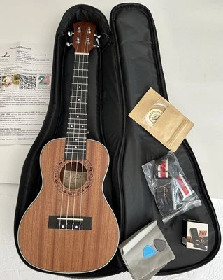 Ranch UK-23 Concert Ukulele 23 inch Beginner Instrument With Gray Bag Strap Pick - Image 1 of 4
