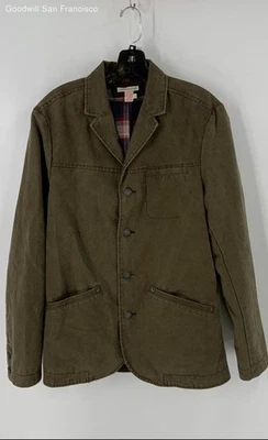 Chaqueta de hombre carbono 2 algodón cobalto oliva manga larga bolsillos botones delanteros talla S Foto 1 de 3