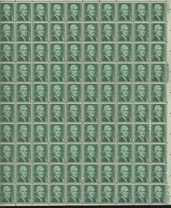 Thomas Jefferson Sheet of 100 - 1 Cent Postage Stamps Scott 1278 - Picture 1 of 2