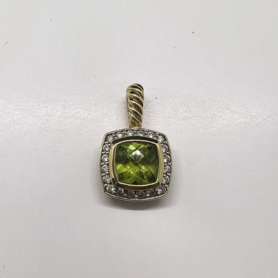 David Yurman 18k Yellow Gold Diamond & Peridot Albion Pendant - Image 1 of 4